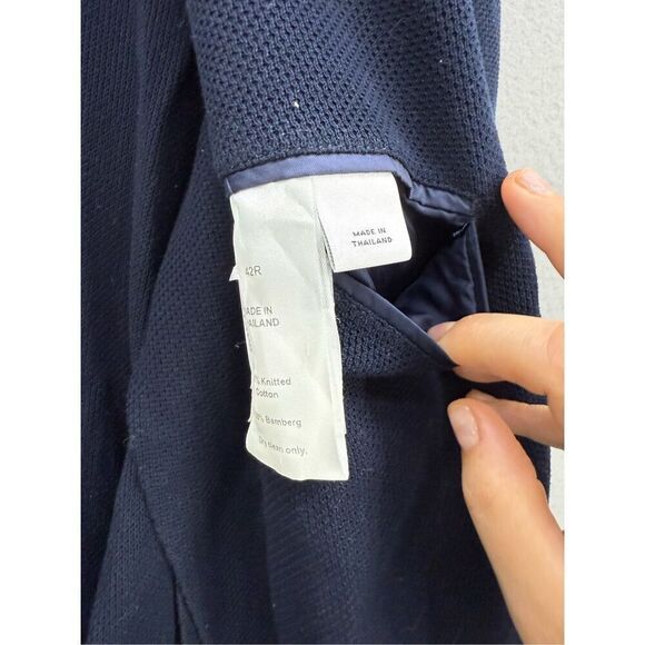 Alton Lane Mens Navy Blue Knit Single Breasted Three Button Blazer Size 42R - Picture 5 of 10